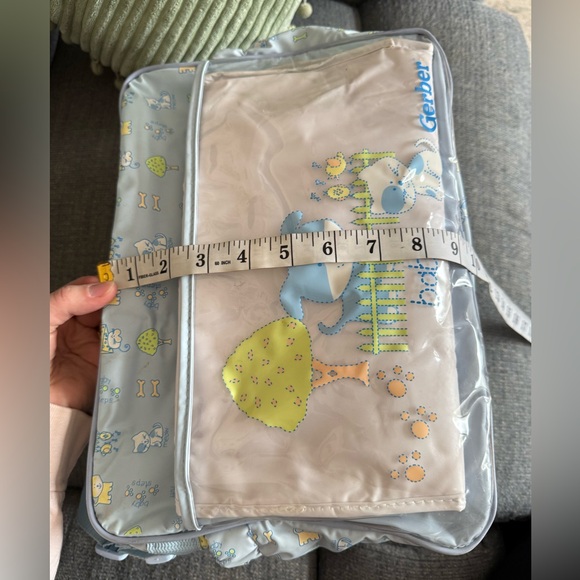 VTG 90s Y2K Insulated Diaper Bottle Bag Gerber Baby w/ Changing Pad Blue Animals - Picture 13 of 16